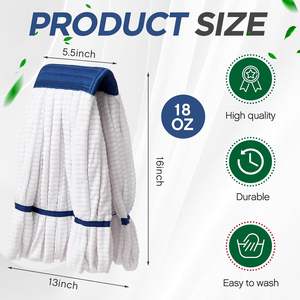 18 oz Heavy Duty Microfiber Tube Mop Heads Commercial Industrial Wet Mop Head Refill Reusable Machine Washable Antibacterial - Product Image 5