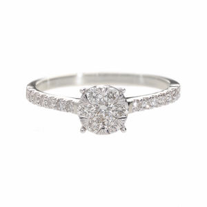 แหวนเพชรกลมสีทอง14k ประดับด้วยเพชรธรรมชาติมีปุ่มง่ามและมีก้านเน้นสำหรับเจ้าสาวที่มีประกาย - Product Image 2