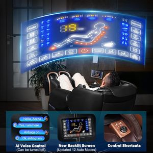 Sillón de Masaje Relajante de Estilo Moderno, Reclinable de Gravedad Cero, Masaje Shiatsu, Luces con Control por Voz, Capacidad de Peso en Pulgadas - Product Image 3