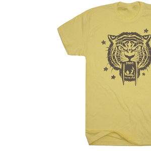 <b>Men's</b> Yellow Tiger Print Short Sleeve T-Shirt Oversized Fit O-Neck Casual Jersey Cotton 100% Cotton Quick Dry Digital Printed - Product Image 3