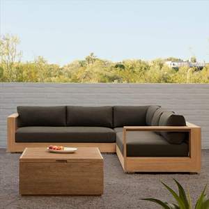 Ensemble de canapés sectionnels en teck massif moderne pour l'extérieur, design minimaliste, durable, écologique, luxe, salon de jardin - Product Image 1