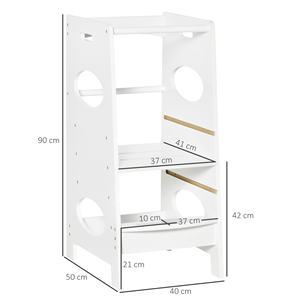 HOMCOM <b>Montessori</b> <b>Tower</b> for Children, <b>Learning</b> <b>Tower</b> with Adjustable Height in MDF, 40x50x90cm, White - Product Image 3