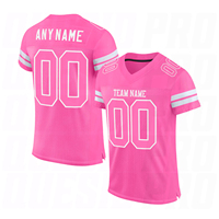 Camiseta de Fútbol Americano Auténtica de Malla Rosa y Blanca, Camiseta de Rugby Sublimada de Poliéster, Uniforme de Fútbol Americano para Hombre
