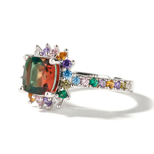 Jeulia Blazing Sapphire Cushion Cut Sterling Silver Wedding <b>Ring</b> - Product Image 3