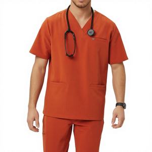 Uniforme Médico Personalizado OEM, Uniforme de Enfermería Ligero de Satén con Cuello en V Unisex, Conjunto de Uniforme Médico con Múltiples Bolsillos - Product Image 2