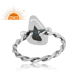 Best Selling Oxidized Sterling Silver Natural Apatite Gemstone Stackable <b>Ring</b> for Certified Bezel Setting Wedding Gift for Women - Product Image 4