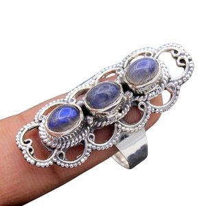 Bague de mariage solide 925 bijoux en argent Sterling naturel Multi feu Labradorite pierre précieuse bague à la main 925 timbre bijoux en argent - Product Image 1