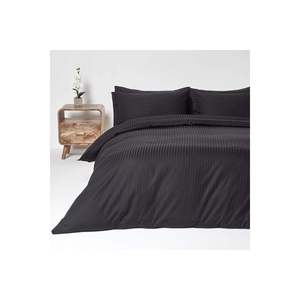 Juego de funda nórdica de satén a rayas de tamaño Queen de calidad superior Ropa de cama de color suave al tacto Técnica de bordado Interiores modernos - Product Image 3