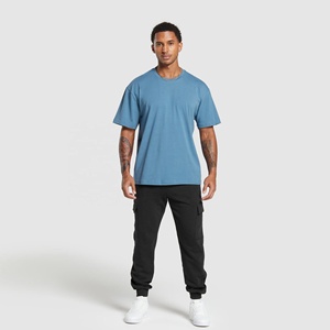 Men's Custom Graphic Vintage Cotton Boxy Pullover Oversized Short Sleeves Loose Fit Drop Shoulder Rounded Knitted T-Shirt - Product Image 4
