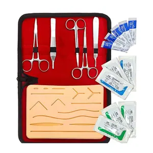 Kit completo de práctica de sutura todo en uno, de acero inoxidable quirúrgico, para entrenamiento de sutura, Kit básico para estudiantes de medicina