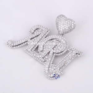 Eye Catching Custom 14KT <b>Solid</b> White <b>Gold</b> <b>Pendant</b> with Lab Grown Diamond Unique Design Hip Hop Style Parties - Product Image 5