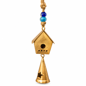 Guirlande de clochettes en métal doré la plus vendue, avec trois clochettes distinctives, cordon en chanvre tressé et détails d'anneaux connectés - Product Image 5