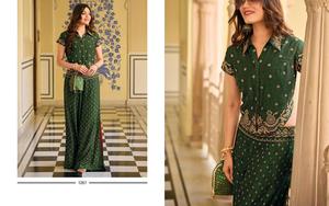 Ensemble de travail de broderie fait à la main vêtements quotidiens ensemble de coordination classique personnalisé soie fantaisie belle ensemble de coordination de broderie de fantaisie - Product Image 4