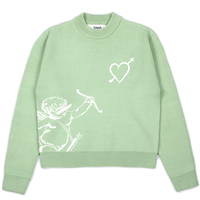 Pull d'hiver pour homme à motif dessin animé, col rond décontracté, tricoté sur mesure, anti-rétrécissement, respirant, 100 % coton, long