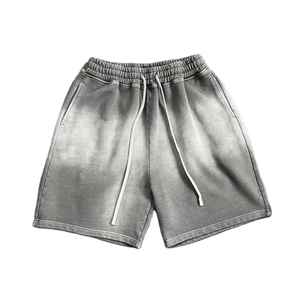 กางเกงขาสั้นกันเหงื่อสำหรับฤดูร้อนใส่ได้ทั้งชายและหญิงผ้าคอตตอนรุ่นเฮฟวี่เวตผ้าคอตตอนสีซีด/ซักกรดสไตล์สตรีทแวร์สไตล์วินเทจลายพื้นสำหรับผู้ชายผู้หญิง - Product Image 4