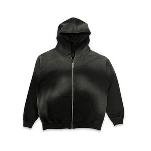 Haute qualité 100% coton à capuche coupe ample 3D broderie cravate teinture solide motif avant Logo numérique hiver délavé plaine teint - Product Image 6