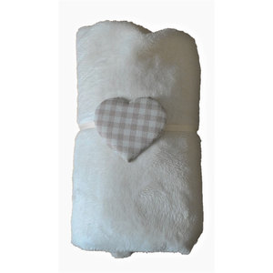 Luxury White Eco-Fur Plaid Throw Blanket-<b>Super</b> <b>Soft</b> Flannel Fleece <b>Bedding</b> for Winter Home Decor - Product Image 1