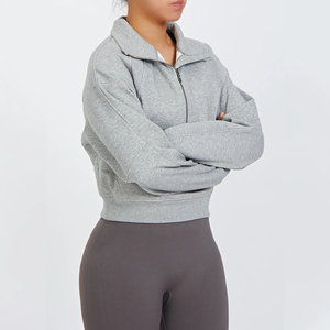 Nouveau sweat-shirt à col roulé mi-zippé en tissu gaufré pour femme 2026, col montant, taille plus, uni, fermeture éclair, manches longues, surdimensionné, chemise d'automne - Product Image 3