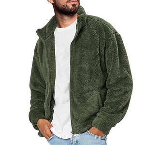 <b>Sherpa</b> Jacket for <b>Men</b> Casual Winter Fashion Soft <b>Fleece</b> Outdoor Travel and Daily Wear Stand Collar Front Logo - Product Image 1