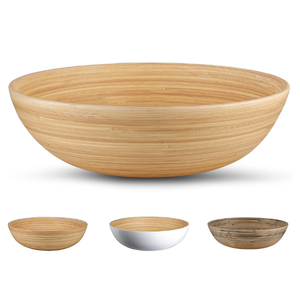 Bol à salade pour cuisine résistant aux rayures grande vaisselle ovale moderne en bois pour salades pain fruits ou légumes robuste - Product Image 2