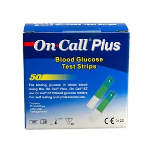 On Call PLUS แผ่นทดสอบน้ำตาลในเลือดแผ่นทดสอบน้ำตาลกลูโคสในเลือด50แพ็คสำหรับการตรวจสอบโรคเบาหวาน