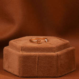 Tiny Round Cut Lab Grown Diamond Luxury <b>Open</b> <b>Ring</b> Personalized R Letter CVD Diamond <b>Ring</b> in 18KT Gold <b>Ring</b> - Product Image 4