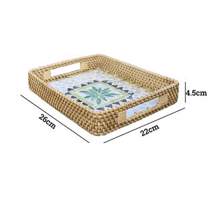 Cesta de Almacenamiento de Ratán Tejida a Mano: Decoración Natural para el Hogar y Bandeja de Exhibición de Alimentos para Desayuno y Aperitivos - Product Image 5
