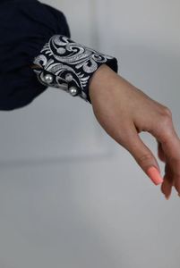 Ukrainian Embroidered Long <b>Balloon</b> Sleeves Knee Length <b>Round</b> Neck Exclusive Women Dress Luxury Ukrainian Long Sleeve Calf Length - Product Image 5