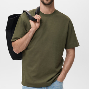 เสื้อยืดโชว์ไหล่ขนาดใหญ่ของผู้ชายเสื้อ100% คอตตอนเฮฟวีเวตว่างเปล่าเสื้อยืดลำลองคอซี่โครงธรรมดา - Product Image 1