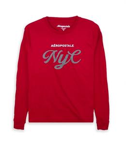 Logo imprimé personnalisé étiquette unisexe T-shirt uni vierge lourd coton hommes T-shirt col rond côtelé manchette à manches longues T-shirt - Product Image 2