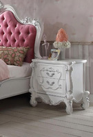 Ensemble de chambre d'enfant Issabel en bois massif avec sculptures, finition blanche, design classique, meubles pour la maison