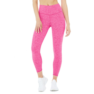 Pantalones de Yoga de entrenamiento transpirables de cintura alta para mujer, mallas con logotipo personalizado, ropa deportiva de nailon de LICRA sólida, venta al por mayor de fábrica - Product Image 6