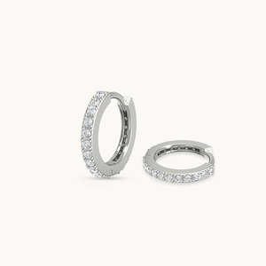 <b>14k</b> <b>Gold</b> Lab Grown Diamond <b>Hoop</b> <b>Earrings</b> with Huggies Design - Product Image 1
