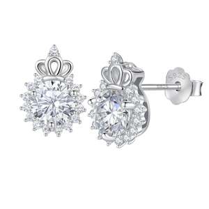 NOVAMART <b>Fine</b> 1 Carat Crown Moissanite Stud <b>Earrings</b> Wholesale Export - Product Image 3