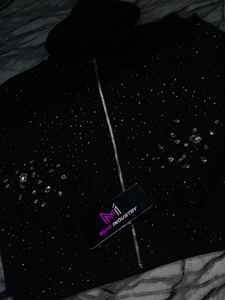 Sweat-shirt à capuche en molleton français lourd, personnalisé, brodé, avec strass, luxe, diamant, cristal, coupe courte, pour homme - Product Image 4