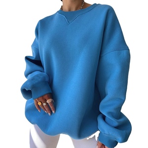 Sudadera de cuello redondo de lana con logotipo personalizado para mujer, jersey de otoño, sudadera de gran tamaño, jersey de manga larga de punto informal para mujer - Product Image 3