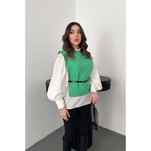 Ensemble chemise ceinturée et poncho vert - Vert - Product Image 2
