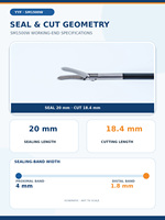 YYF SM1500W Scelleuse-coupeur vasculaire laparoscopique vétérinaire 5mm, tige longue 37cm, à embout courbé, réutilisable, autoclavable, forceps bipolaire