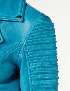 Chaqueta de motorista ajustada para mujer de piel de cordero auténtica, Equipo de Motocicleta acolchado de cuero Real, tejido transpirable teñido liso sostenible - Product Image 4