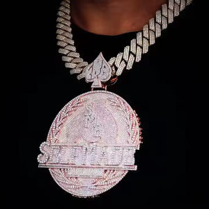 Designer Hip Hop Bespoke Rose <b>Gold</b> & Yellow <b>Gold</b> Pendant 123,4 Inches Lab Grown Diamonds Wedding Party Jewelry <b>Necklace</b> <b>Men</b> - Product Image 5