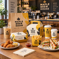 Ensemble d'emballages personnalisés AT PACK pour café à emporter avec logo, sacs en papier, gobelets à café, boîtes alimentaires et fournitures de restaurant pour la promotion de votre marque