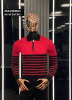 Suéter informal de otoño para hombre para cuello Polo manga larga cremallera calor cálido Cachemira Mohair estampado Jacquard Logo botón raya letra.