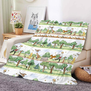 Couverture polaire personnalisable en fausse fourrure pour enfants, motif dessin animé Ours et Carte de la Forêt des 100 Acres, chaude et douce, tissée, vente en gros - Product Image 3
