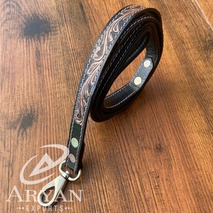 สายจูงสุนัขหนังสลักแบบตะวันตกสายจูงสุนัขที่ทนทานพร้อมที่จับสายจูงสุนัขน่ารักใหม่ - Product Image 1