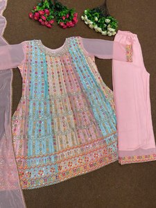 DESIGNER HEAVY FUAX GEORGETTE TOP AVEC COSTUME PLAZZO - Product Image 5