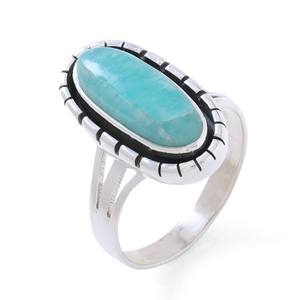 แหวนเงินพลอยอะมาโซไนต์ธรรมชาติ - Product Image 1