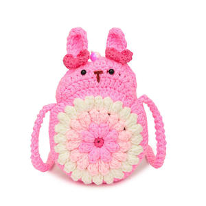 Sac à bandoulière en coton tissé au crochet, motif lapin et papillon, nouveau, mignon, pour téléphone portable, taille moyenne, tendance - Product Image 5