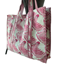 Sac fourre-tout matelassé en coton ATITHI ART, impression personnalisée, réutilisable, écologique, doux, rembourré, pour le shopping, les voyages, le transport quotidien, léger, avec fermeture éclair - Product Image 4