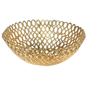 Bol en métal blanc poli de luxe, décoration de table, service de fruits, branche dorée faite à la main, fête, écologique - Product Image 4