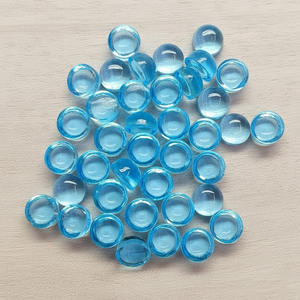 Offre Spéciale Vente en Gros Topaze Bleue Simulée en Verre Cabochon Rond Poli Dôme Base Plate Style Hydro Exportateur Fabricant de Topazes Rondes - Product Image 2